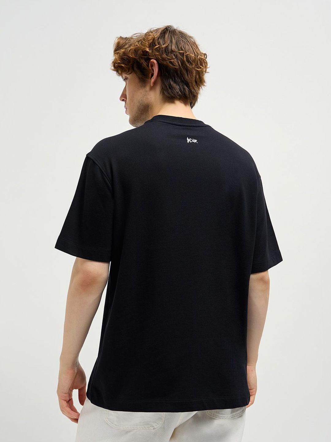 THE BEAR HOUSE Men Typography Printed Round Neck Cotton Oversized T-shirt