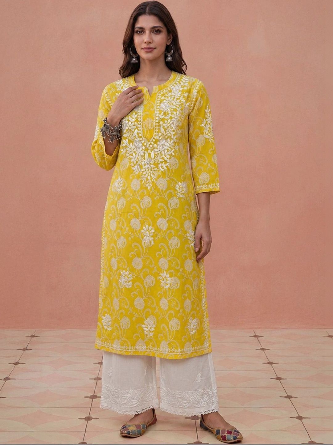 House of Chikankari Women Embroidered Chikankari Kurta