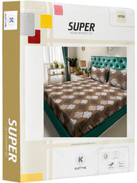 KLOTTHE Set Cadar King Coklat & Putih Bercetak Bunga 400 TC Kapas 2.50 m x 2.25 m