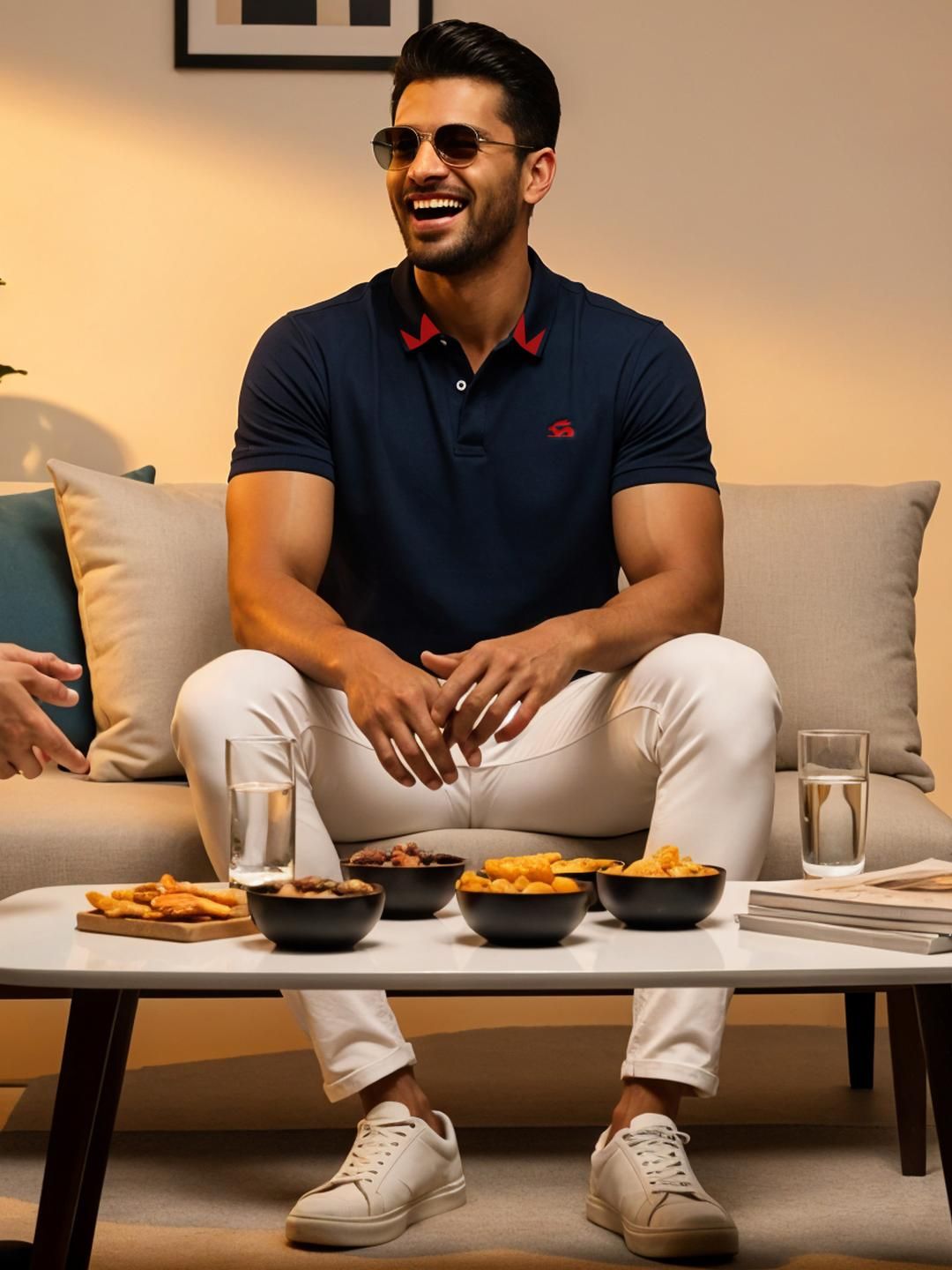ADRO Men Navy Blue Cotton Tshirts