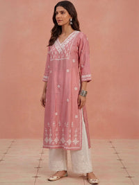 House of Chikankari Women Embroidered Chikankari Chanderi Silk Kurta