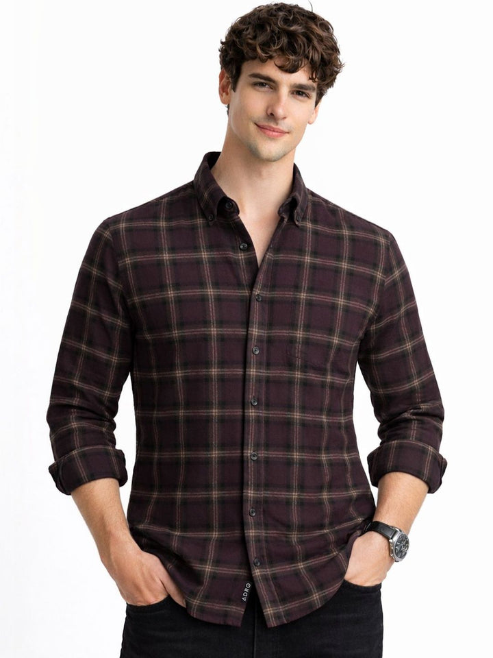 ADRO Men Standard Tartan Checks Baju Kasual Berpetak