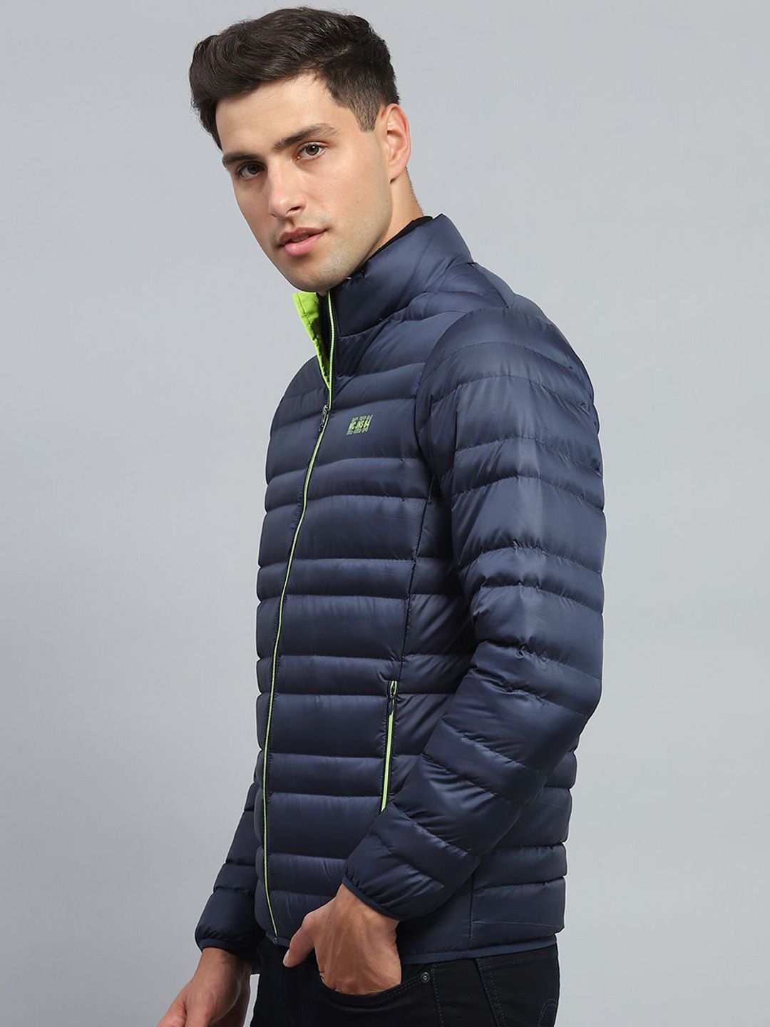 Monte Carlo Men Mock Collar Solid Casual Puffer Jacket
