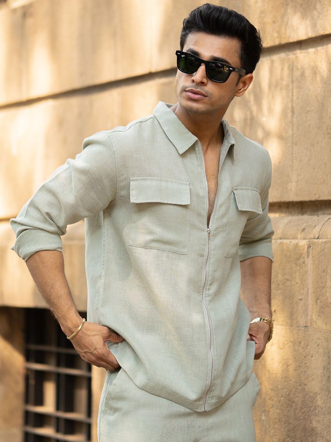 Pista Lightweight Shirt Collar Neck Shirt With Trousers Co-Ord Set