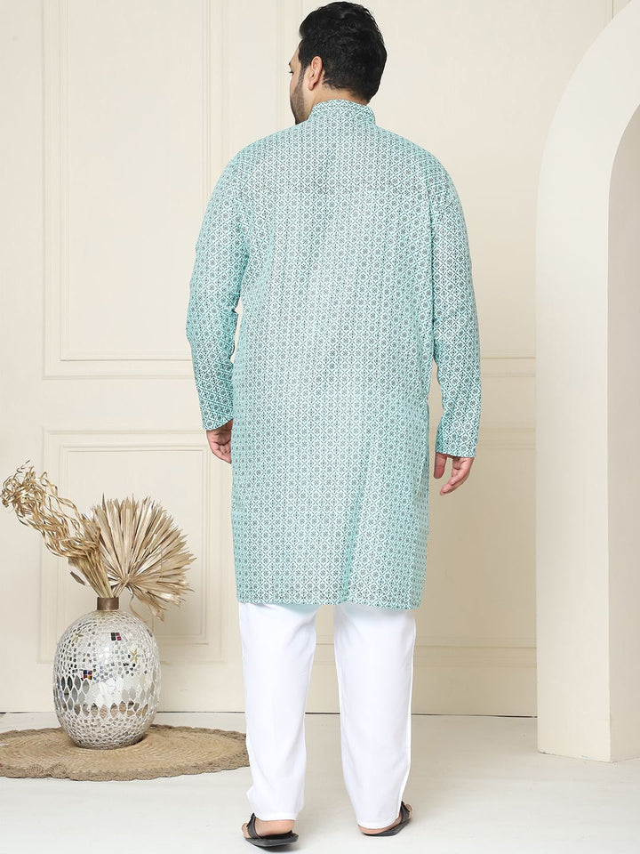 SOJANYA PLUS Ethnic Motifs Band Collar Straight Kurta With Pyjamas