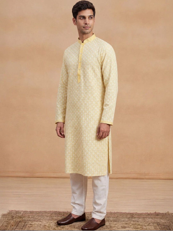 House of Chikankari Men Geometric Printed Kurta