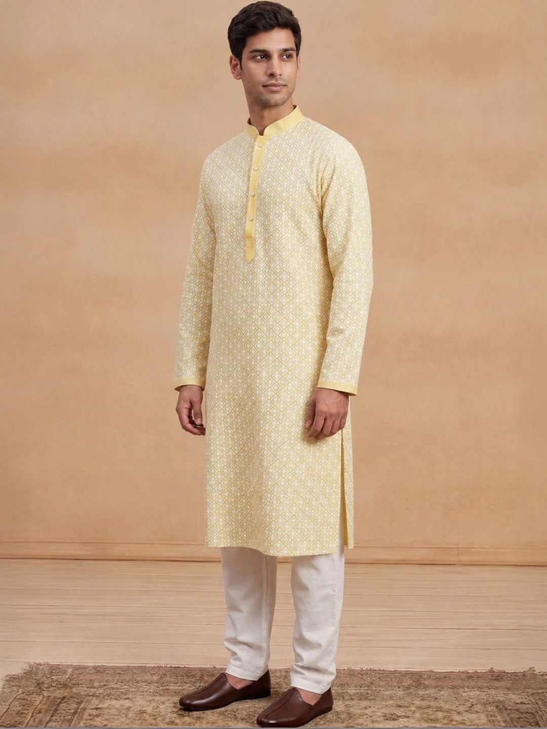 House of Chikankari Men Geometric Printed Kurta