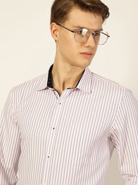 Thomas Scott Men Smart Cutaway Collar Vertical Striped Cotton Formal Shirt