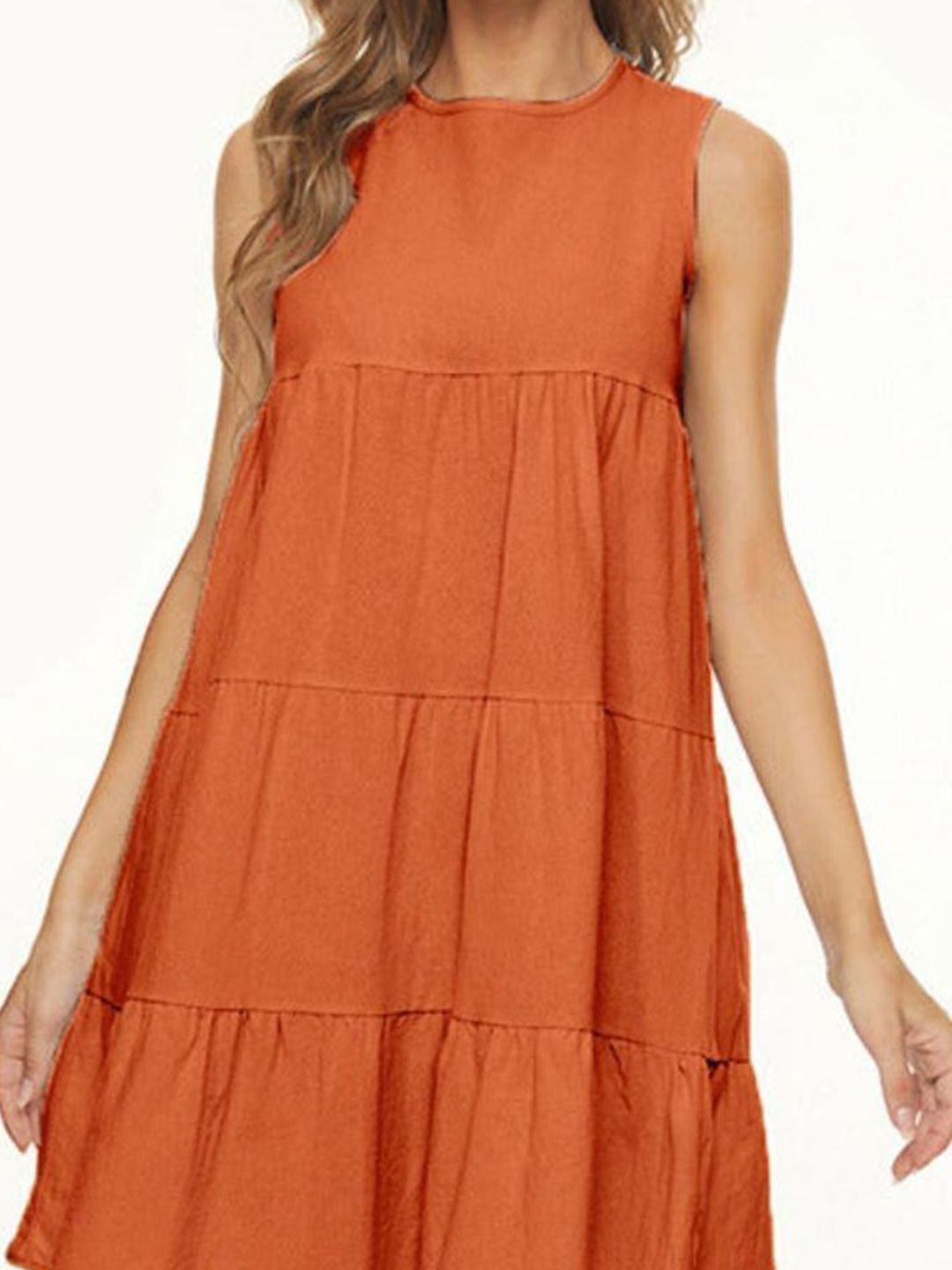 DressBerry Round Neck Tiered A-Line Dress