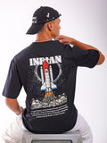 The Indian Garage Co Men Back Printed Boxy Oversized Round Neck T-shirt