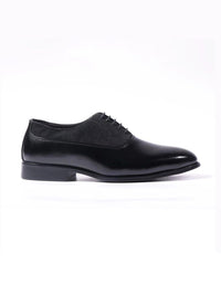 MONKSTORY Black Glossy-Suede Oxford Hybrid Lace-ups