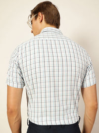 Thomas Scott Men Smart Cutaway Collar Tartan Checked Cotton Formal Shirt