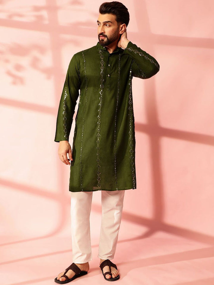 Anouk Men Embroidered Regular Mirror Work Pure Cotton Kurta with Pyjamas