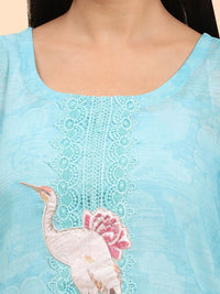Mamicha Women Ethnic Motifs Embroidered Regular Thread Work Pure Cotton Kurta with Palazzos & With Dupatta