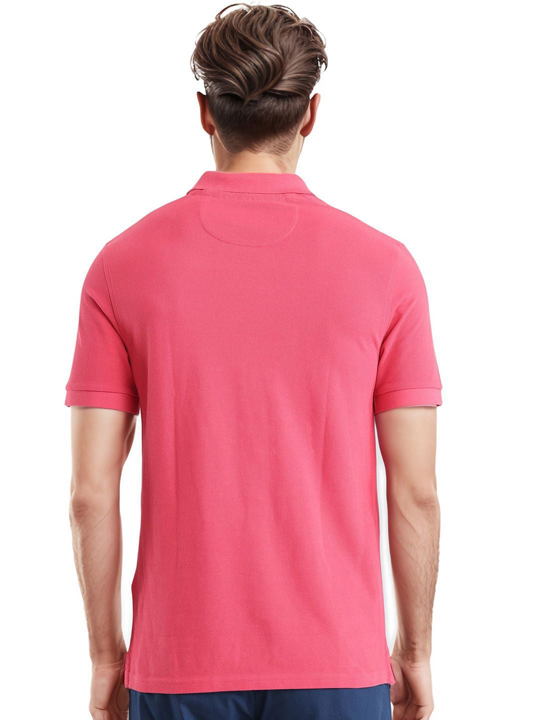 RARE RABBIT Men Solid Polo Collar Cotton T-shirt