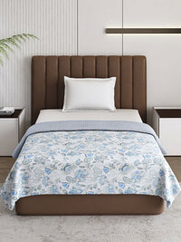Monte Carlo Blue & White Floral Mild Winter 150 GSM Single Bed Dohar