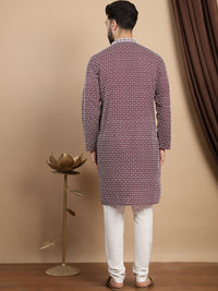 Anouk Embroidered Thread Work Cotton Mandarin Collar Straight Kurta with Churidar