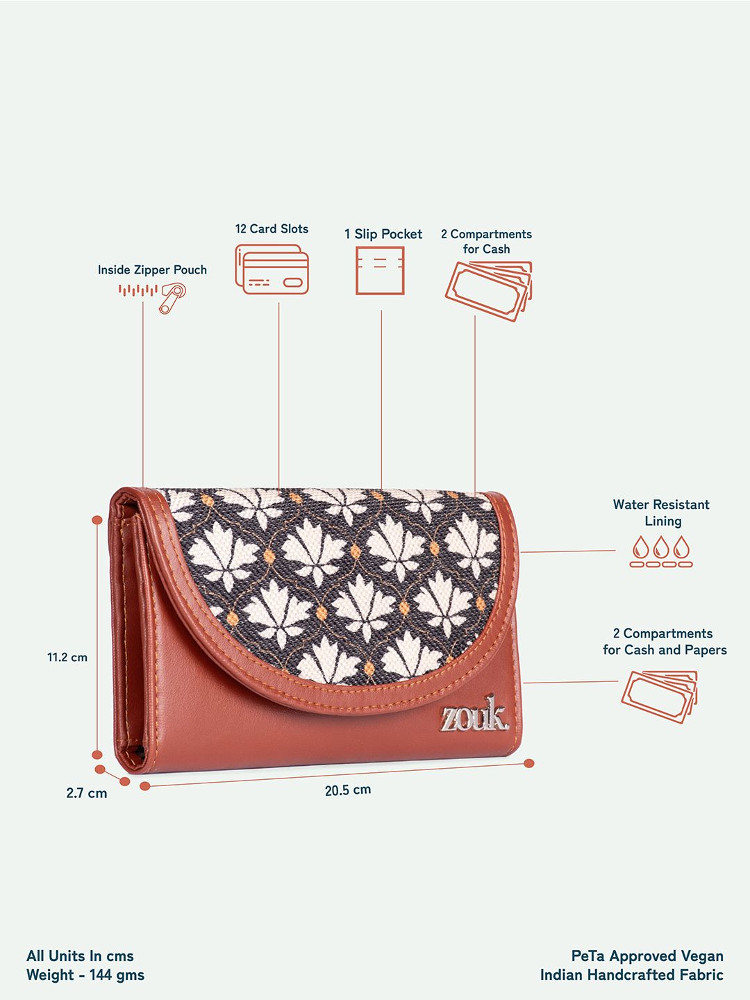 Zouk Wanita Bidri Kaiser Kyra Flap Wallet