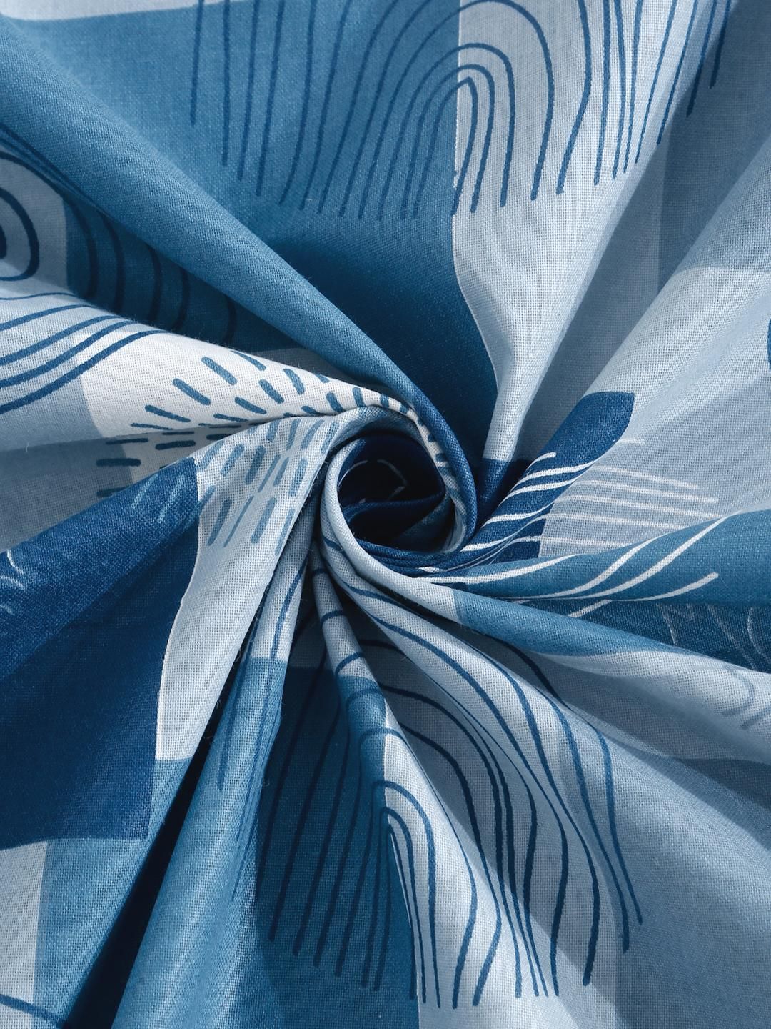 KLOTTHE Blue Geometric Cotton Single Bedsheets