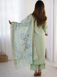 KALINI Women Floral Embroidered Regular Thread Work Kurta with Trousers & With Dupatta