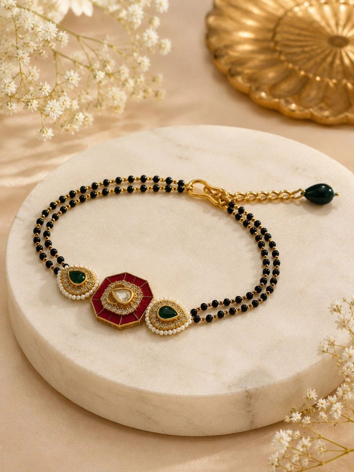 Gelang Multistrand Saduran Emas PANASH Loyang Wanita Enamel