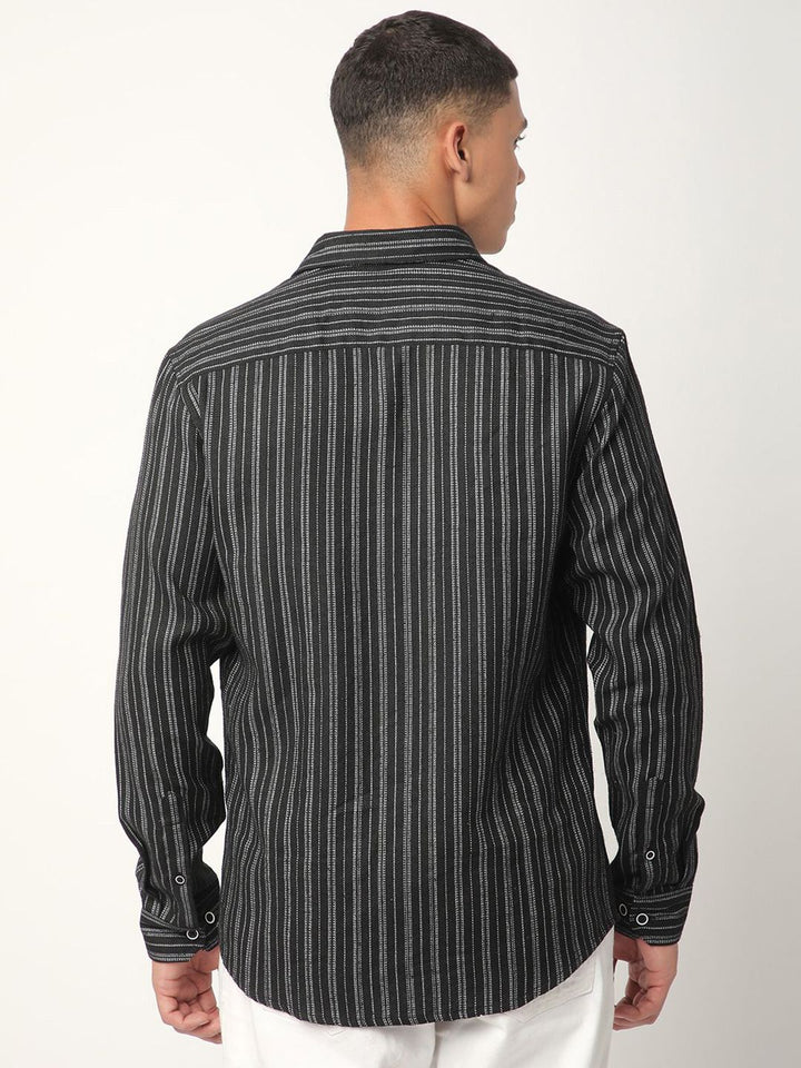 VASTRADO Men Classic Slim Fit Opaque Striped Casual Shirt
