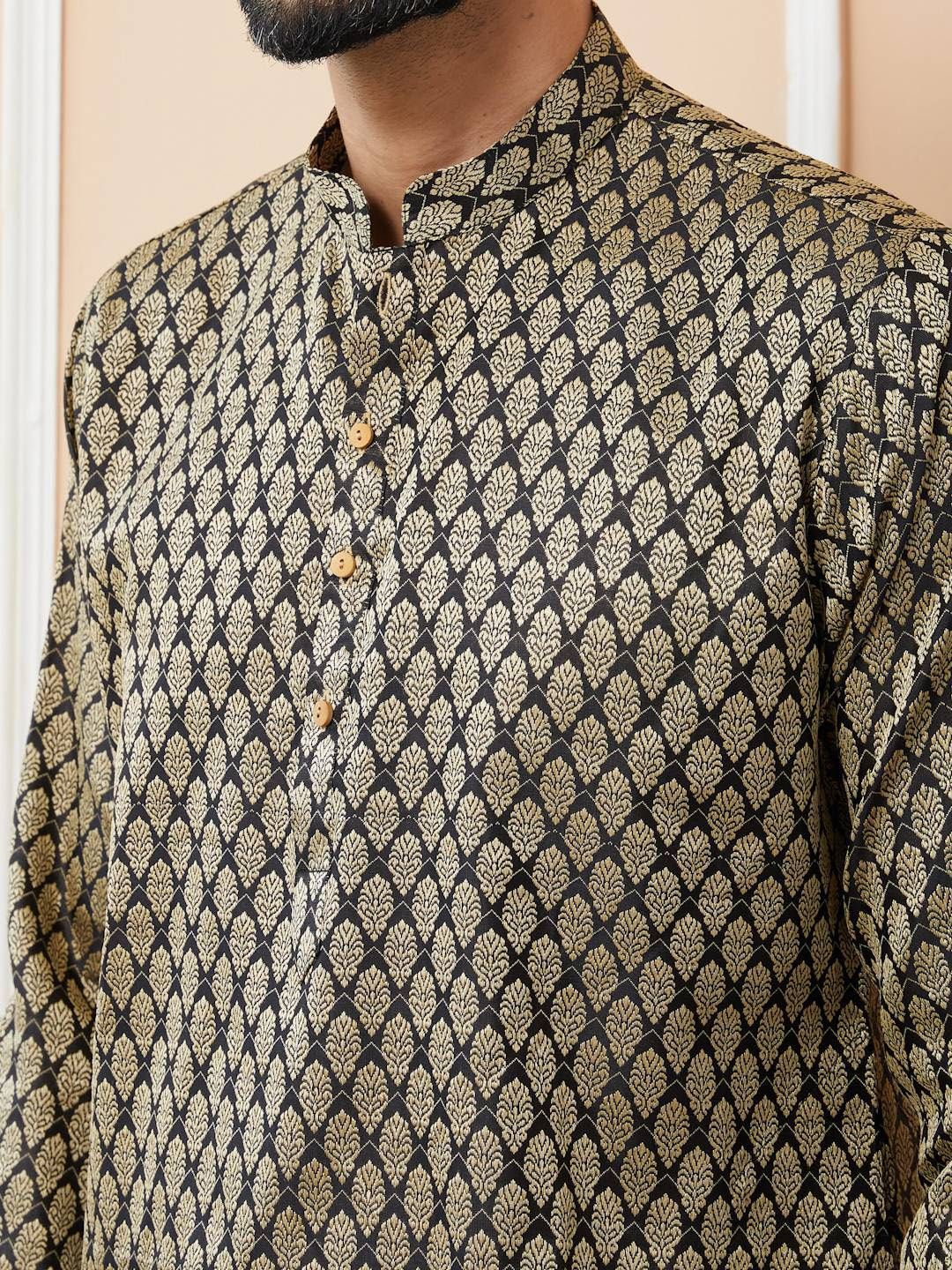 See Designs Ethnic Motifs Woven Design Long Sleeves Regular Straight Kurta & Pyjama