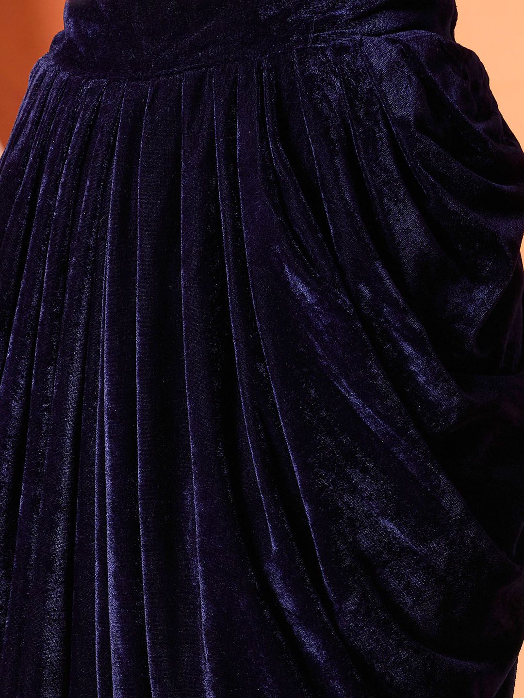 Antheaa Embellished Velvet Top With Skirt Co-Ords