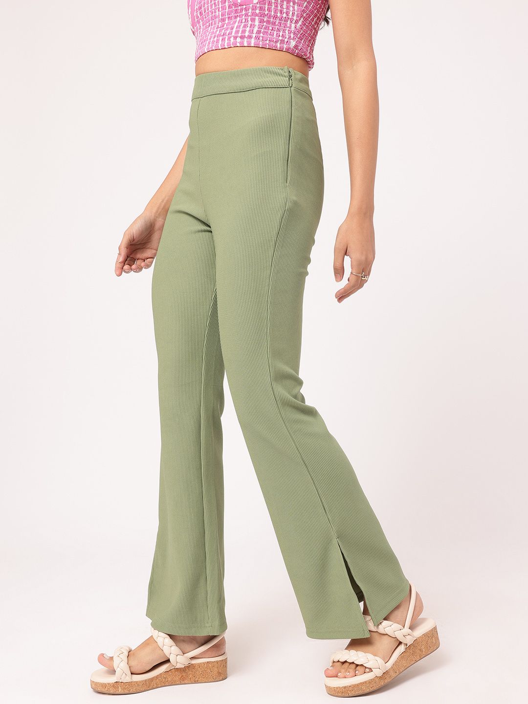 DressBerry Women Elegant Essence Self Striped Trousers