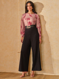 AND Women Floral Printed Boat Neck Top