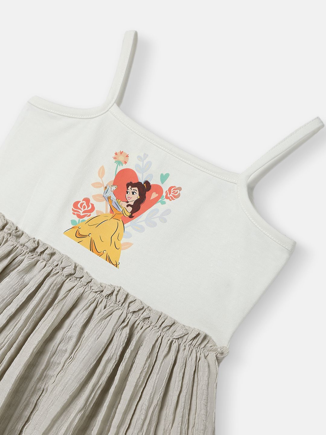 Nauti Nati Girls' Poplin Mickey Mouse Embroidered Badge Fit-Flare Dress