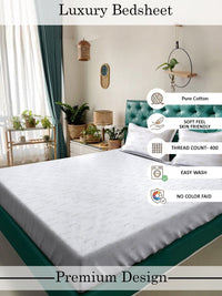 Myntra Elegant Homes White Floral 400 TC Bedsheet with 2 Pillow Covers