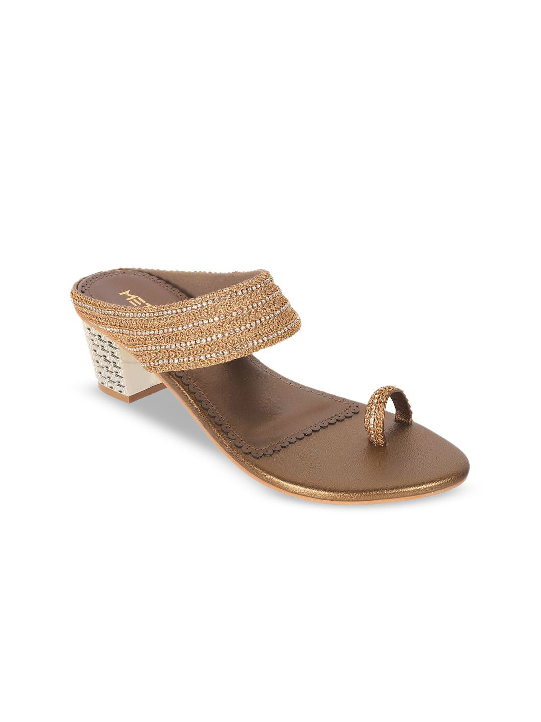 Metro Women Embellished Open Toe Block Heel Sandals