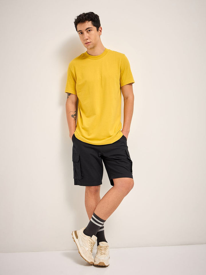 THE BEAR HOUSE Men Solid Round Neck Pure Cotton T-shirt