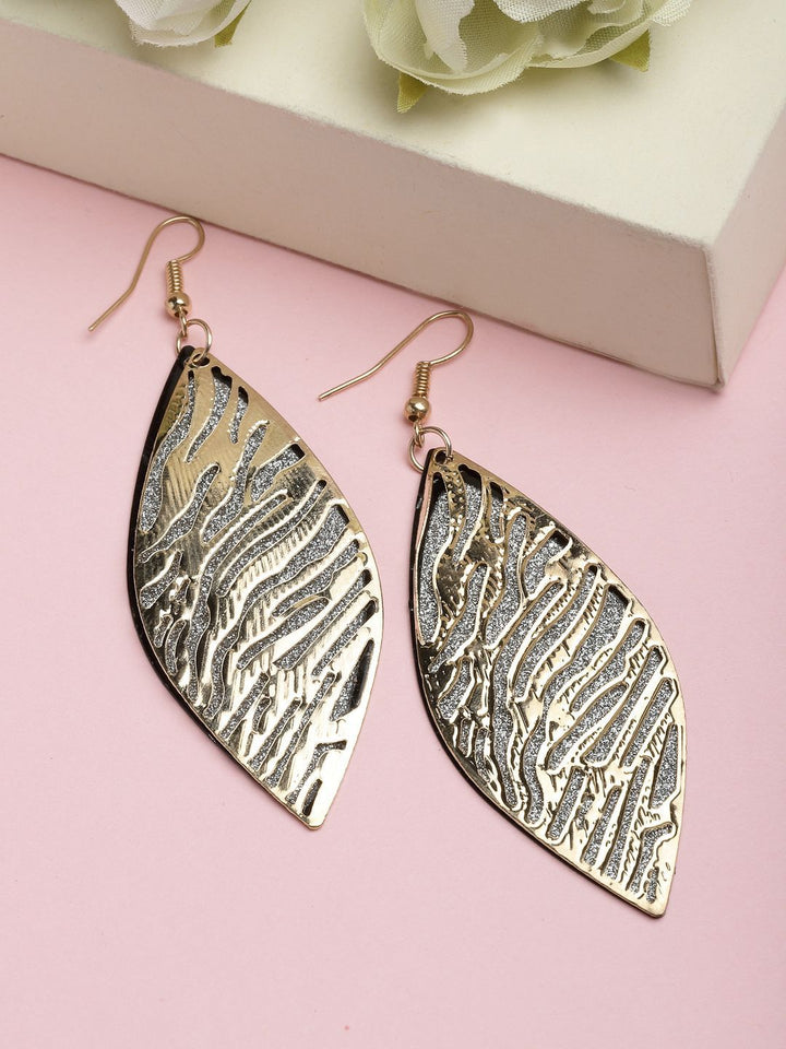 DressBerry Gold-Toned Leaf Shaped Drop Earrings