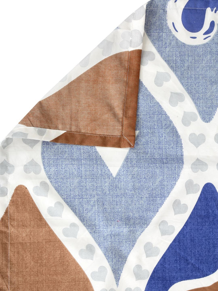 Myntra Elegant Homes Kapas Geometri Putih 300 TC Cadar Tempat Tidur King Halus dengan 2 Sarung Bantal-250 x 220 cm