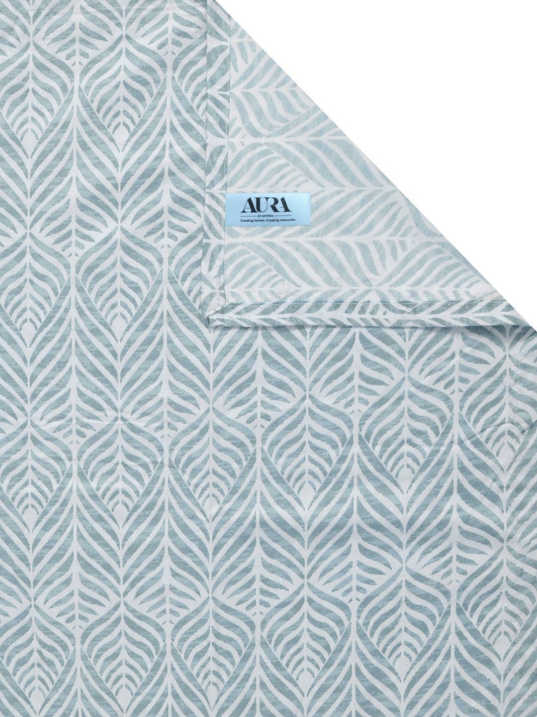 Aura Green & Off White Floral Printed Set Cadar King 300 TC 2.50 x 2.25 m