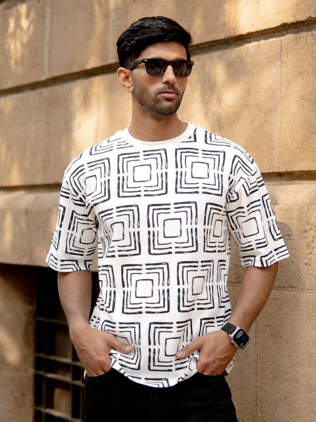 Powerlook Men Typography Printed Drop-Shoulder Sleeves T-shirt