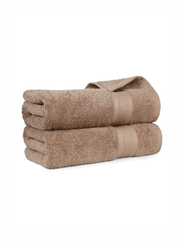 MYTRIDENT Brown 2 Pieces Cotton 500 GSM Bath Towel