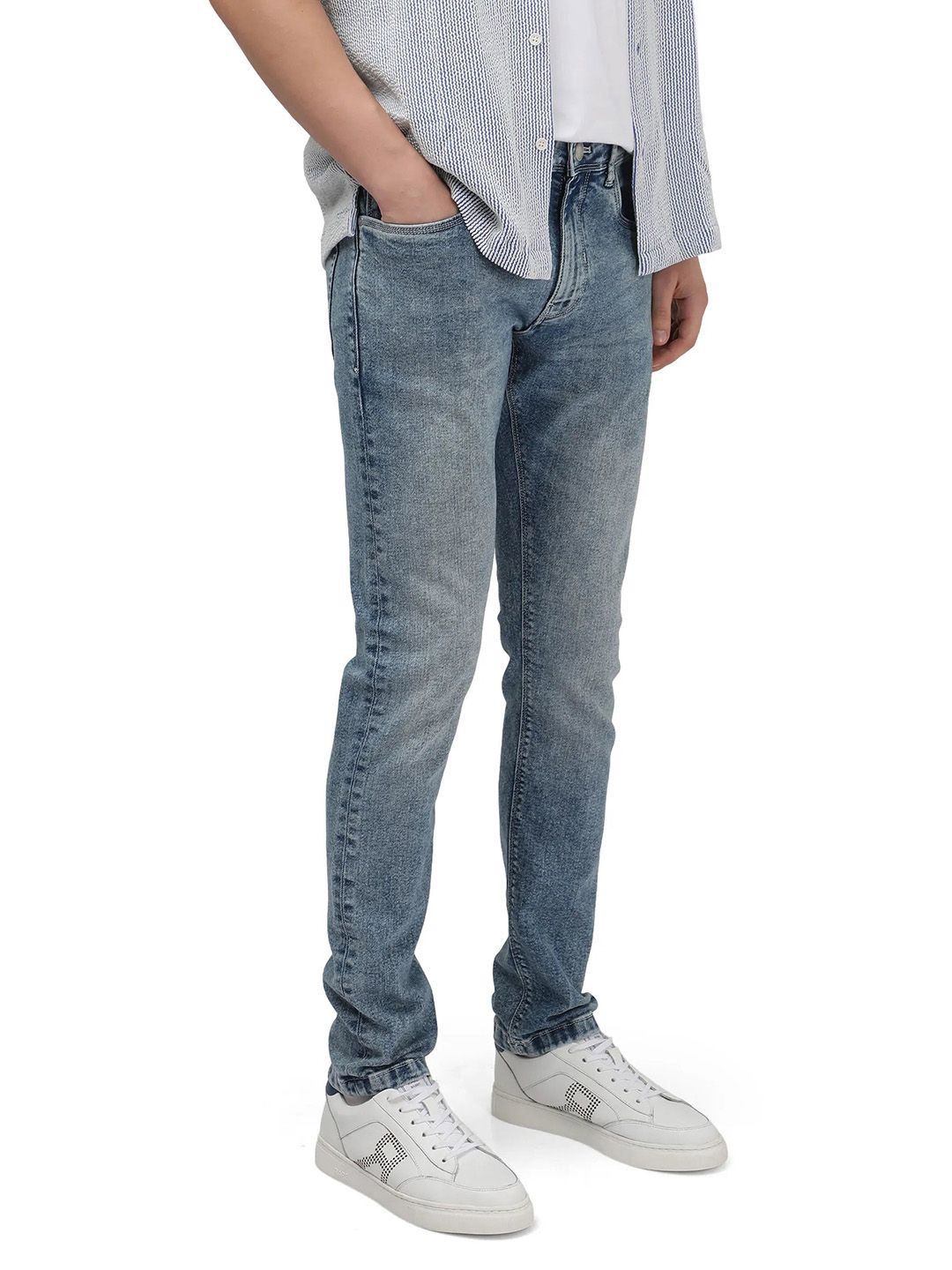 RARE RABBIT Men Comfort Fit Heavy Fade Stretchable Jeans