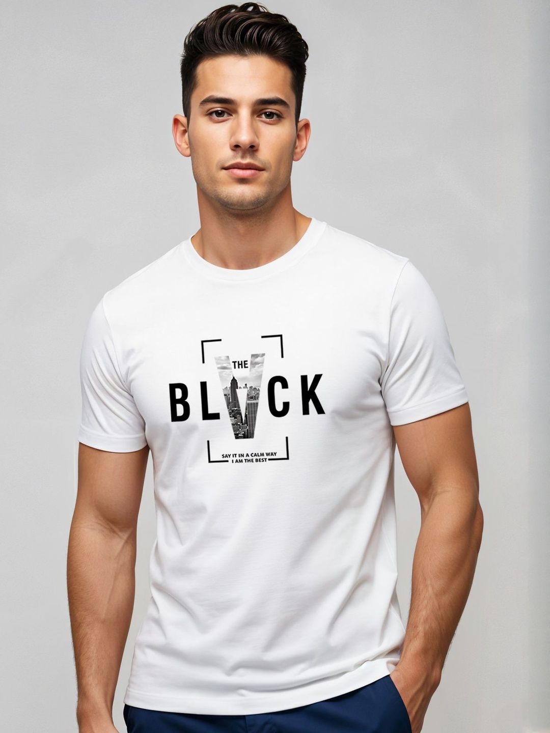 ADRO Typography Printed Short Sleeves Cotton Regular Fit T-shirt