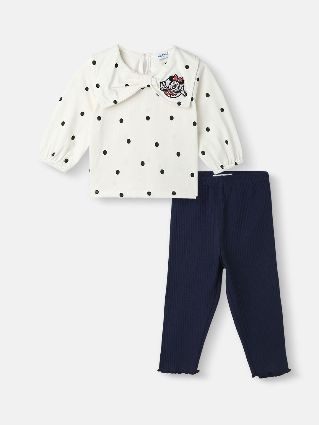Nautinati Girls Cotton Disney Polka Dot Set Of Top & Bottoms