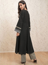 Vishudh Floral Embroidered Panelled Sequinned Pure Cotton Kurta With Trousers