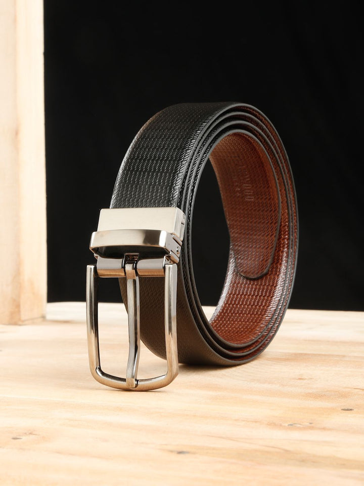 Teakwood Leathers Men Textured Leather Reversible Formal Belt