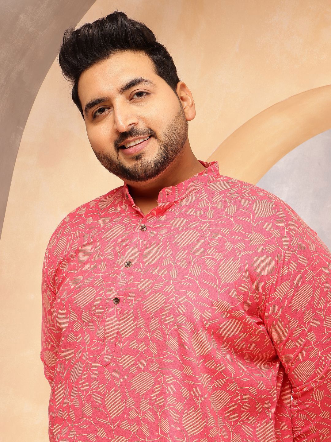 SOJANYA PLUS Men Floral Printed Daily Cotton Straight Kurta