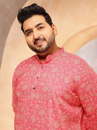 SOJANYA PLUS Men Floral Printed Daily Cotton Straight Kurta