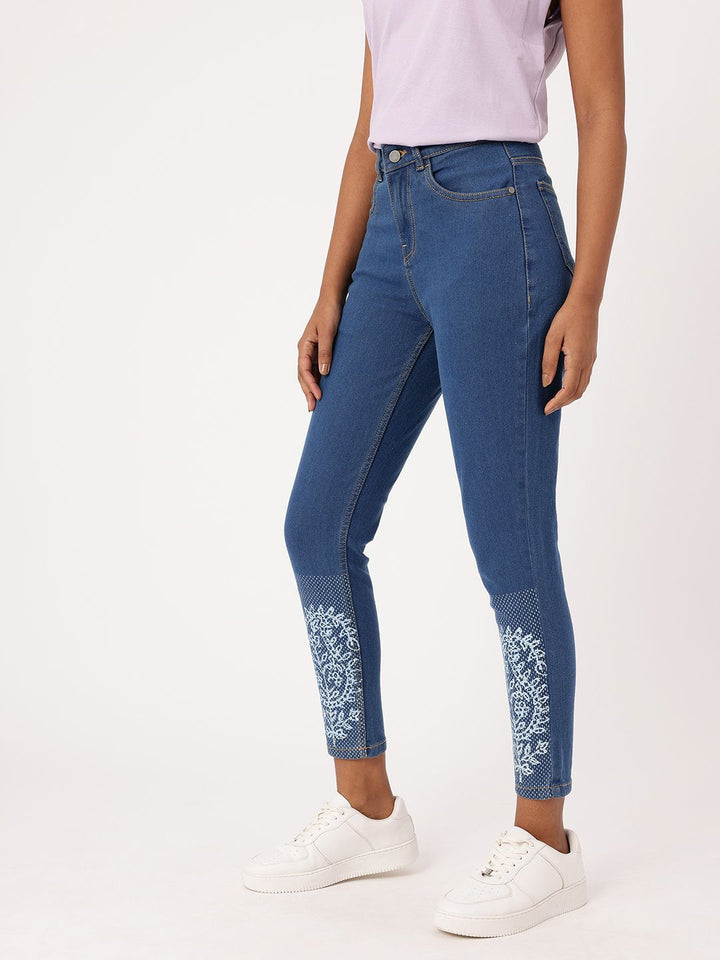 DressBerry Women Classic Touch Mom Fit Ethnic Printed Jeans