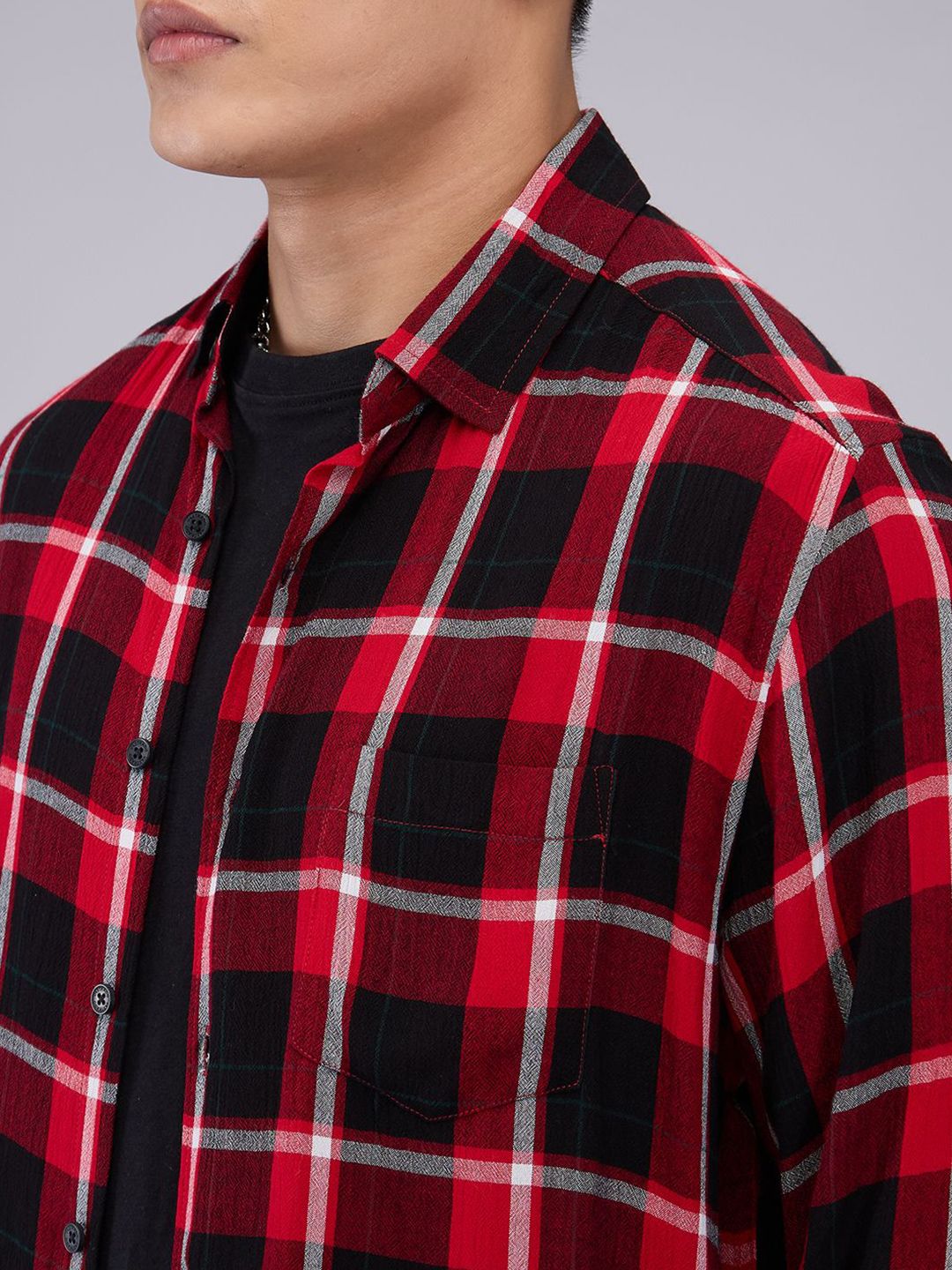VASTRADO Men Classic Slim Fit Opaque Checked Casual Shirt