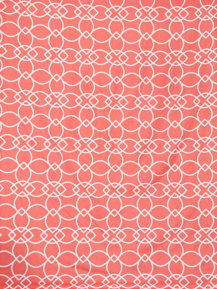 Aura Rust Abstract Cotton 300 TC Fitted King Fine Bedsheet with 2 Pillow Covers-98 x 87 inches