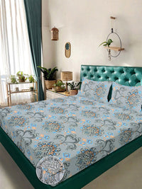 Aura Grey Floral Printed 300 TC Cadar Katil King 2.50 m X 2.25 m